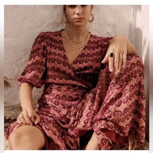 Sezane Calypso Dress Bordeaux/rose - Size 38